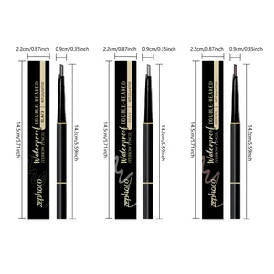 Detailed dimensions of zephoco double-headed waterproof eyebrow pencil and packaging
