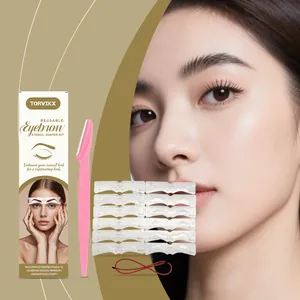 TORVIKX 12 Pcs Eyebrow Stencil Kit Reusable Brow Shaping Stencils Makeup Tools Set With Eyebrow Trimmer For Women Lazy Person Waterproof Eye Brow Makeup Template Accessory