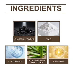 Detail chart showing natural ingredients like charcoal powder and aloe for brow stamp set