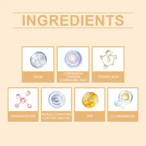 Infografica che mostra gli ingredienti della matita per sopracciglia a quattro punte