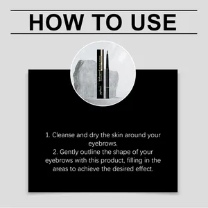 Two-step guide for using the Zephoco black double-headed waterproof eyebrow pencil