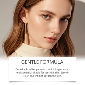 Close-up of natural eyebrow makeup with gentle formula containing Brazilian palm wax.