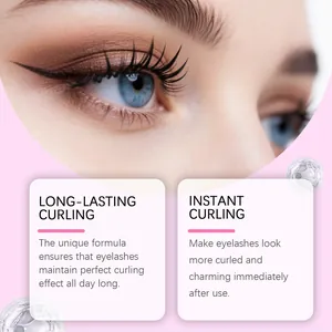 Detailed view of mascara effect showing long-lasting and instant curled eyelashes.