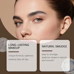 Detail view showing natural long-lasting eyebrow makeup effect on model's face