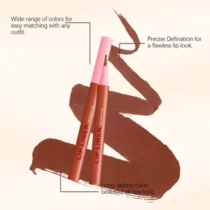 Makroansicht des rotbraunen Lippenkonturenstifts mit cremiger Textur für langen Halt