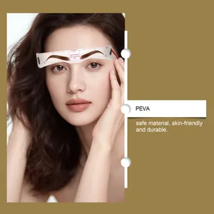 Professional PEVA eyebrow stencil tool shown on model for precise and easy brow shaping