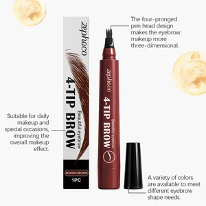 Detailed macro view showing the four-pronged tip of zephoco reddish brown eyebrow pen