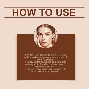 Usage instructions for cushion foundation showing three steps for a natural even finish