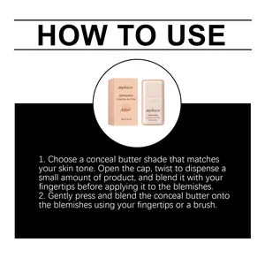 Instructional guide for applying Zephoco natural moisturizing concealer butter stick