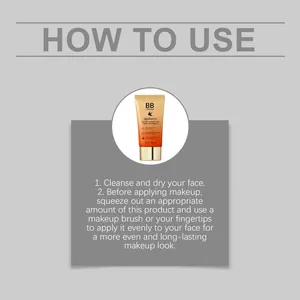 Instrucciones de uso de la BB cream hidratante Zephoco para un acabado de maquillaje natural