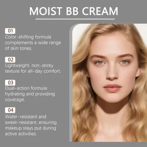 Primer plano del rostro de una modelo que muestra el acabado natural de esta BB cream hidratante