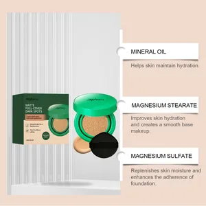 Detail of Zephoco matte cushion foundation highlighting skin hydration ingredients.