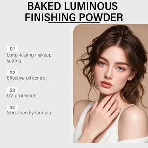 Poudre de finition Baked Luminous rose nude pour contrôle d'huile et fixation du maquillage.
