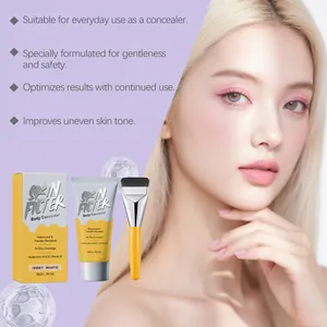 Λεπτομερής παρουσίαση του Ivory White body concealer και επαγγελματικού πινέλου εφαρμογής