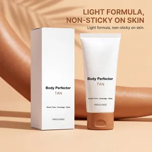 Detailweergave van Body Perfector Tan crème tube en doos voor een natuurlijke huidglans