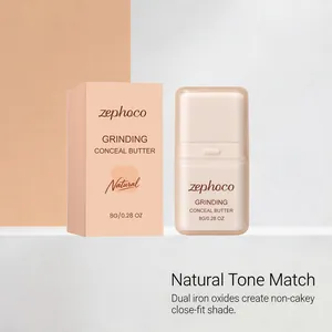 Detail of zephoco hydrating conceal butter in natural shade with minimalist packaging