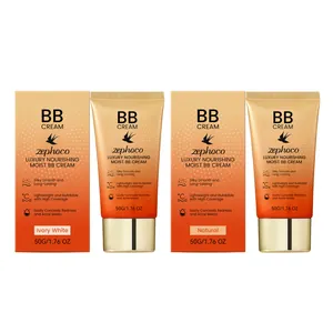 BB cream hidratante y nutritiva Zephoco en tonos Ivory White y Natural, envase de 50g.