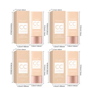 Detailed dimensional specifications of CC color-correcting serum cream in four shades.