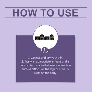 Stapsgewijze instructies voor het aanbrengen van body concealer op tatoeages.