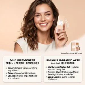 Detail view of 3-in-1 CC serum benefits including hydration and long-lasting wear