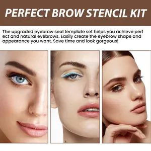 Dettaglio macro di tre modelli che mostrano forme di sopracciglia naturali con il kit