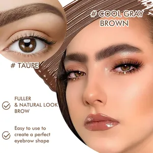 Nahaufnahme der Augenbrauengel-Farben Cool Gray Brown und Taupe für ein natürliches Aussehen