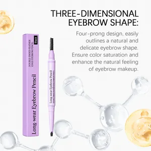 Detailansicht des violetten Augenbrauenstifts mit vierzackigem Design in Schwarz
