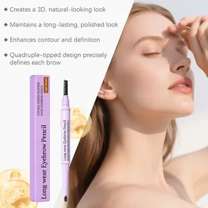 Detail eines langanhaltenden hellbraunen Augenbrauenstifts für einen natürlichen Look