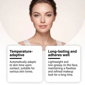 Close-up of flawless skin after using temperature color changing foundation with product benefits