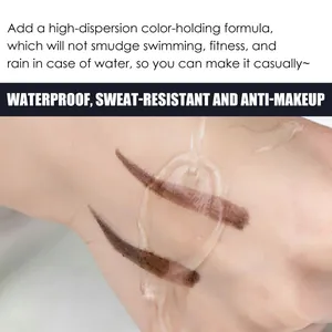 Detail van waterdichte wenkbrauwstempelpoeder getest onder water voor veegvast effect.