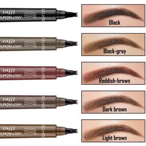 Comparison of EELHOE microblading eyebrow pen shades featuring five natural colors and effects