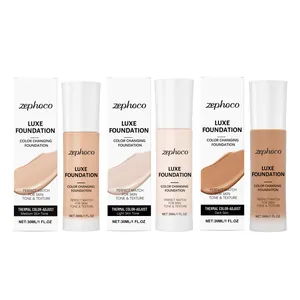 Zephoco luxe thermal color-adjusting liquid foundation set featuring three natural skin tones