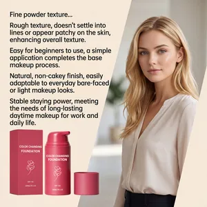 Detail of color changing foundation with SPF 50 showing product texture benefits