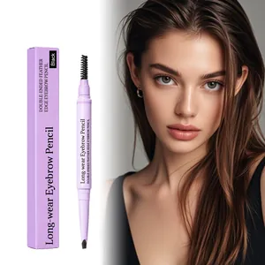 2 In 1 Doppelendiger Augenbrauenstift Schwarz Lang Anhaltend Wischfest Augenbrauenstift Mit Vierzinkiger Spitze Und Spiralbürste Für Natürliche Wilde Augenbrauen Damen Makeup