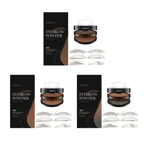 Kit tampon à sourcils imperméable Zephoco avec pochoirs en trois teintes pour look naturel