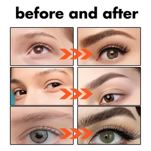 Macro comparison showing before and after effects of natural waterproof eyebrow pencil.