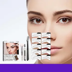 Kit per Stencil per Pomata per Sopracciglia Impermeabile Resistente alle Sbavature a Lunga Durata Set per Trucco per Sopracciglia Naturali Con Modelli Pennelli Rasoio