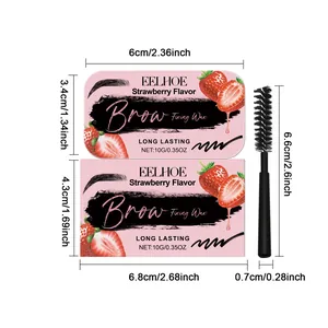 Dimension detail of EELHOE strawberry eyebrow wax with brush and size markings