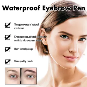Natural eyebrow makeup effect comparison using a professional waterproof four-prong brow pen.
