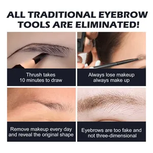 Close-up vergelijking van de nadelen van traditionele wenkbrauw make-up methoden