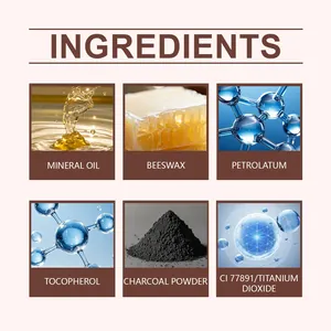 Vista detallada de ingredientes naturales como cera de abejas del lápiz para cejas gris.