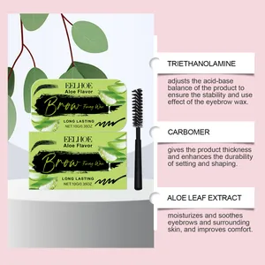 Détail de la cire coiffante sourcils EELHOE à l'aloe montrant les ingrédients actifs