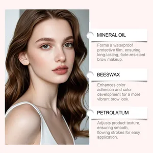 Vista detallada de ingredientes del lápiz de cejas impermeable para un aspecto natural duradero.