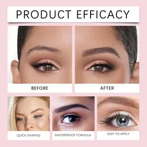 Comparison showing before and after results of waterproof eyebrow styling wax formula
