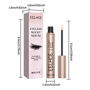 Product dimensions for EELHOE Eyelash Boost Serum with box and applicator tube.