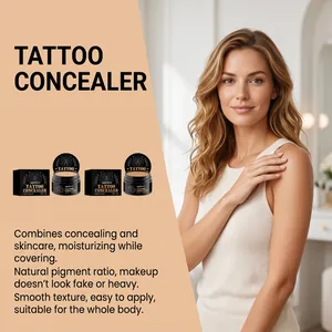 Gedetailleerde weergave van Zephoco tattoo concealer met gladde lichaamsmake-up applicatie