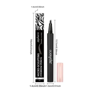 Detailed dimensions of zephoco micro-sculpting eyebrow pencil with product packaging