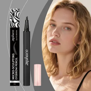Zephoco slate brown micro-sculpting eyebrow pencil with 4-tip fork for natural strokes