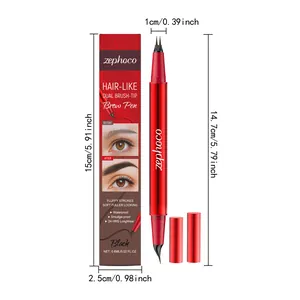 Detailed size specifications for zephoco hair-like dual-tip black eyebrow pen in cm and inch