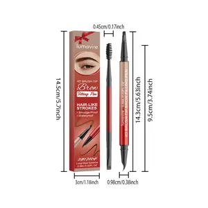 Detailed dimensions of Lumavire 4D waterproof eyebrow filling pen in dark brown